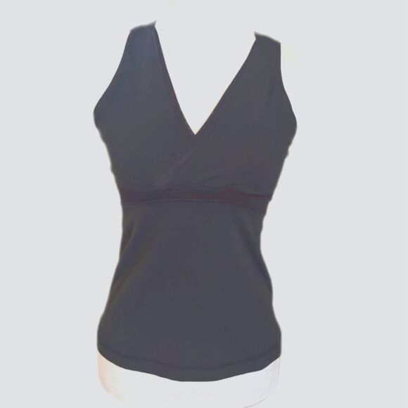 Lululemon charcoal gray deep v-neck crossover athletic tank top, 6 - Picture 1 of 6